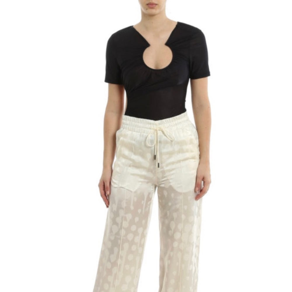 OFF-WHITE “SWISS CHEESE” SEMI SHEER FITTED TOP